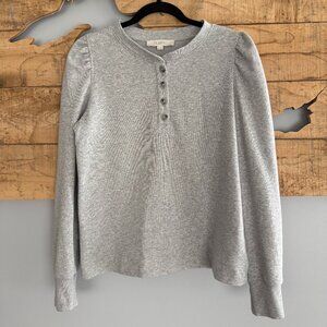 LOFT Heather Gray Cropped French Terry Sweatshirt, Size Medium